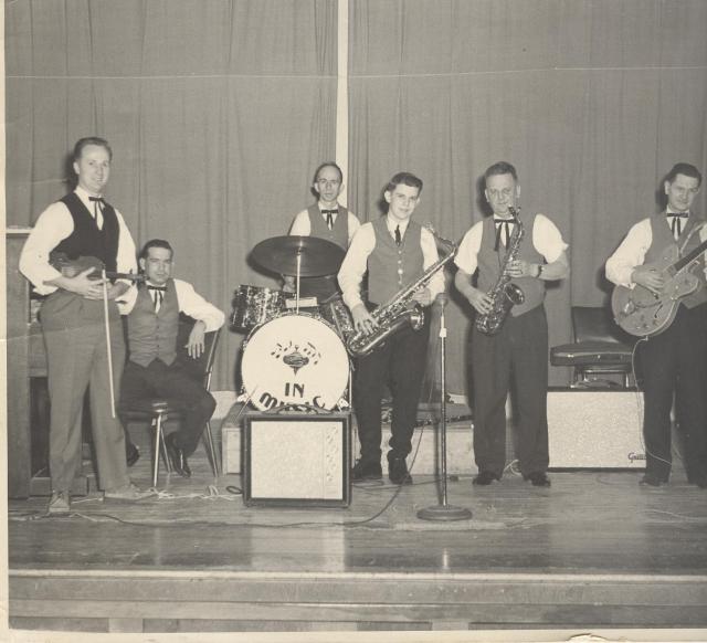 Old picture of Dad with Bob Mingo and the band